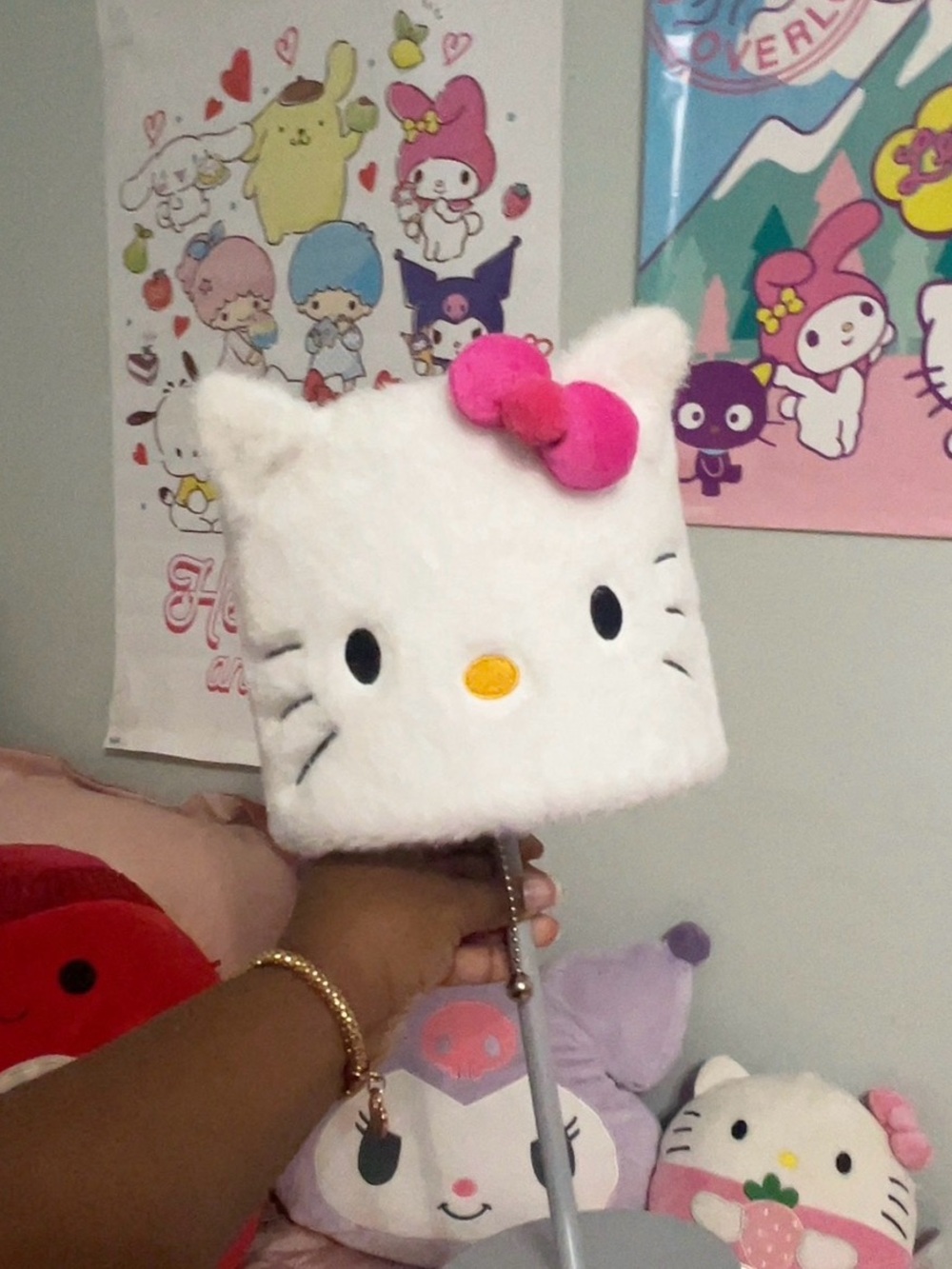 Hello Kitty White Plush Lantern with Pink Bow